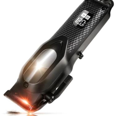 Imagem de Máquina de Cortar Cabelo Profissional Masculina com Lâmina de Titânio, Display Digital e Bateria Recarregável USB – Corte Silencioso e Ajustável