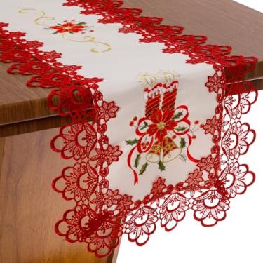 Imagem de Caminho De Mesa 40x135Cm Creme Natal Com Renda Guipir Rafimex