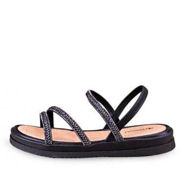Imagem de Sandalia Mississipi Casual Tira Fina Com Strass, 37, Preto