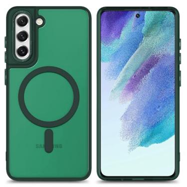 Imagem de YZB Capa magnética para Samsung Galaxy S21 FE [compatível com MagSafe] Capa traseira fosca translúcida resistente a arranhões [proteção de nível militar] para Galaxy S21 FE 5G (verde)