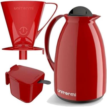 Imagem de Garrafa termica para cafe pratica e elegante com suporte, brilhante