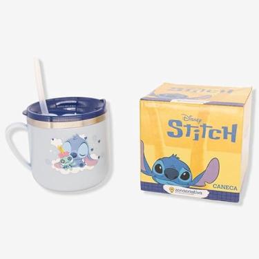Imagem de Zonacriativa - Caneca Térmica Flip Stitch Disney (250ml) | Aço inoxidável, bpa free, alça ergonômica e canudo de silicone | Ideal para lanche e escolinha