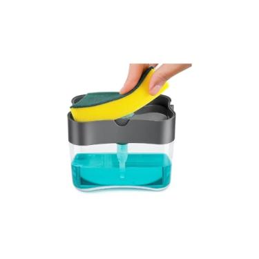 Imagem de Escova de Limpeza com Dispenser, Plástico, Cabo Emborrachado 20cm, Escova 8cm, Versátil para Limpeza Leve e Pesada