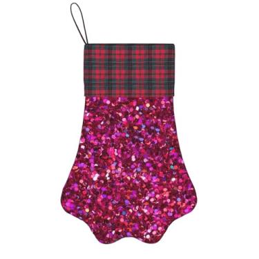 Imagem de SKKNT Meias de Natal com estampa de glitter, animais de estimação, decoração de Natal, cães, gatos, árvore, presente conveniente