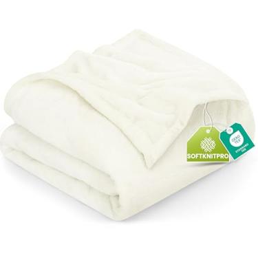 Imagem de Cobertor de Lã Utopia Bedding, 300 g/m², Luxuoso, Antiestático, Felpudo, Macio, de Microfibra, para Cama, Marfim, Tamanho Solteiro, 152 x 203 cm