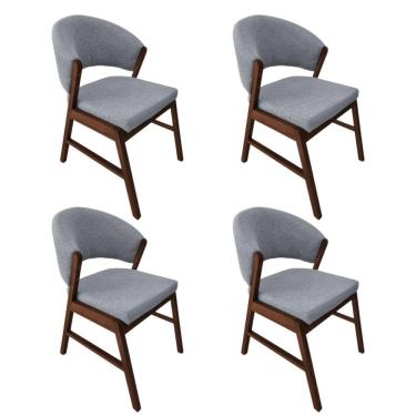 Imagem de Kit 4 Cadeiras De Jantar Madeira Maciça Débora Linho Premium Mel;Cinza Linho