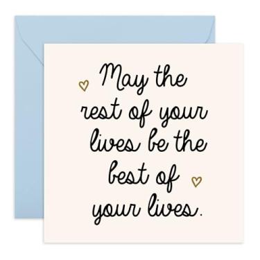 Imagem de Cartão de felicitações de casamento romântico - Que o resto de suas vidas seja o melhor de suas vidas - Mensagem de amor doce para recém-casados, casais de aniversário, noiva e noivo, amigos - Vem com