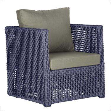 Imagem de 1 Poltrona Madri Alumínio Corda Náutica Estofado 8 Trama Azul