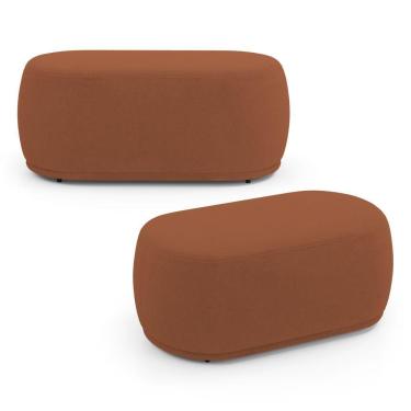 Imagem de Kit 02 Puffs Decorativos Orgânicos Molly 02 Lugares Bouclê Terracota - Desk Design