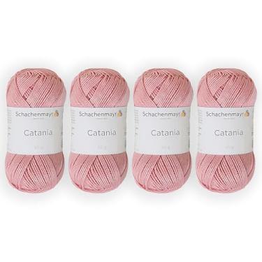 Imagem de 4 novelos/pacote Schachenmayr (SMC) Catania Originals Yarn, cada bola 50 g (125 m), 100% algodão mercerizado para fio de tricô e crochê, peso esportivo, 408 - rosa velho