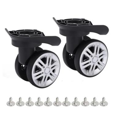 Imagem de Lausixy Rodas de skate em linha dupla, preto e branco, design grande para uso externo com parafusos de montagem, 1 par