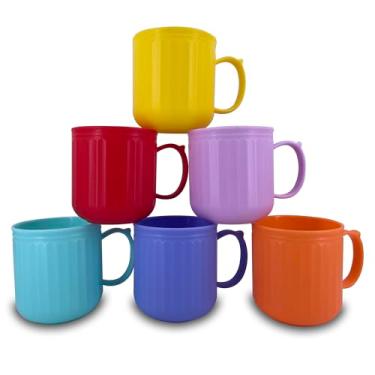 Imagem de YUYUHUA Conjunto de 6 canecas de café, copos de plástico reutilizáveis de 473 ml, copo inquebrável para café, leite, chá | Livre de BPA e seguro para micro-ondas e lava-louças, ideal para cozinha