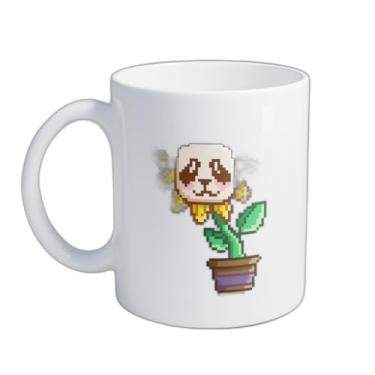 Imagem de Caneca Xícara de Café Porcelana 300ml Com Desenho Flor de Girassol e Urso Panda