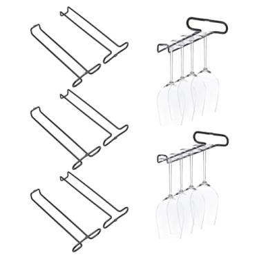Imagem de GOMAKERER 6 conjuntos de suportes para taças de vinho, 10 x 26 x 3 cm embaixo do armário suporte de talheres de metal preto para prateleira, cozinha e organização de bar