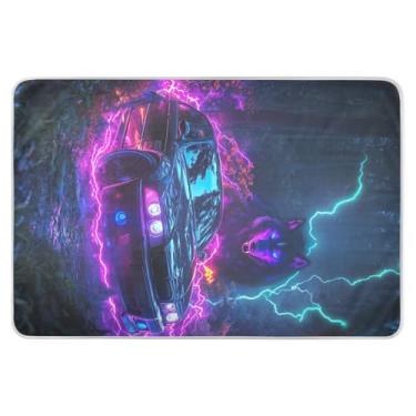 Imagem de Almofadas de treinamento Car Wolf Lightning pretas laváveis com 3 camadas, almofadas hospitalares para camas grandes 86 x 132 cm para adultos, crianças e animais de estimação