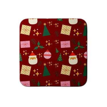 Imagem de Ladrilho Decorativo de Cerâmica Natal Minimalista com Papai Noel e Estrelas