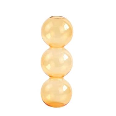 Imagem de Vaso de flores esférico simples ornamentos de mesa hidropônico moderno vaso de flores arte arranjos de flores (S, amarelo)