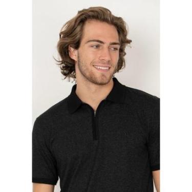 Imagem de Camisa Polo Aleatory com Zíper Mônaco Preto-Masculino