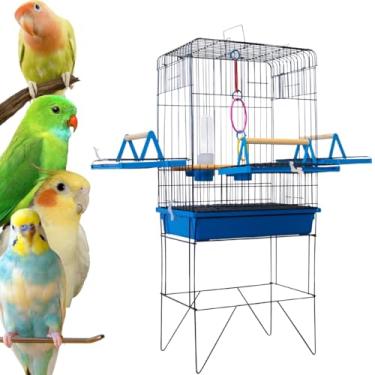 Imagem de Viveiro Para Calopsita Grande Triplex Slim Playground Gaiola Para Pássaros (Azul)