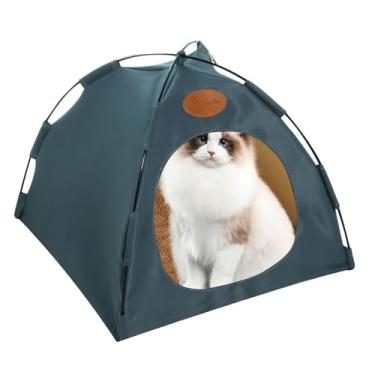 Imagem de Tendas para Gatos de Interior Ninho Cães Fechado Plegável - Canil Filhotes Pet Respirável e Lavável Casa Cama com Almofada Lados
