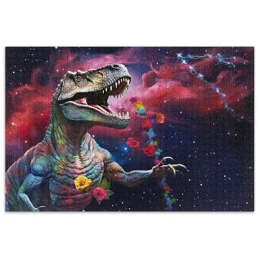 Imagem de Quebra-cabeça de dinossauro, estrelas coloridas para adultos, 500 peças, amigos, família, jogos, presentes, quebra-cabeça divertido, arte, pintura de brinquedo