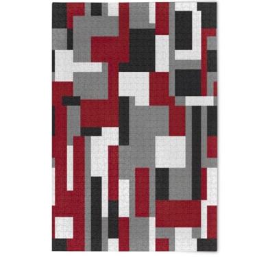 Imagem de Quebra-cabeças 500 peças de animais fofos arte floral vermelho preto cinza quebra-cabeça criativo para adultos Engraçado, 500 peças, 52 x 37,8 cm