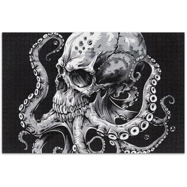 Imagem de Preto e branco de tentáculos de polvo embrulhados em torno de quebra-cabeças adultos 1000 peças presentes de jogos amigos família presentes exclusivos de quebra-cabeça arte colorida animal, 75 x 40