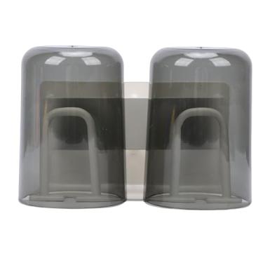 Imagem de HURRISE Suporte para Escova de Dentes de 2 Xícaras, Montado na Parede Sem Broca Organizador de Banheiro Com Espaço de Armazenamento de Pente de Pasta de Dente, para Espelhos de Madeira (Branco)