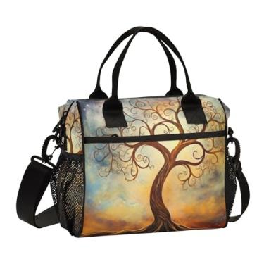 Imagem de Ornamento geométrico colorido com lancheira estilizada para mulheres, lancheira reutilizável, lancheira de escritório, P