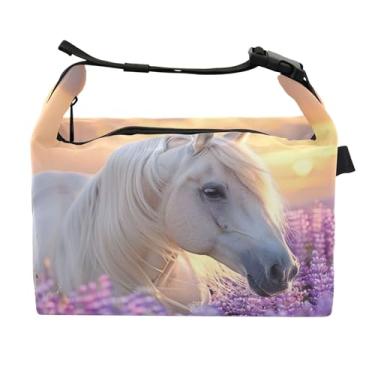 Imagem de TSENQUE Lancheira Palomino Horse Lavanda para Mulheres Lancheira Portátil Lancheira para Trabalho Linda Bolsa Térmica para Adultos