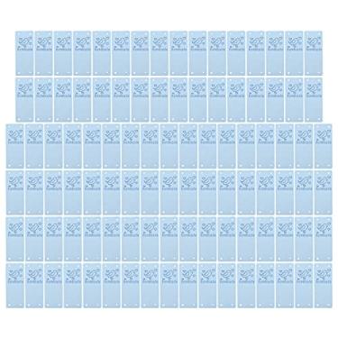 Imagem de CUOFYUNL 100 unidades etiqueta de couro PU cor de pássaro feita à mão Soft 4 furos acessórios DIY úteis para carteira Chapéu (Azul celeste)