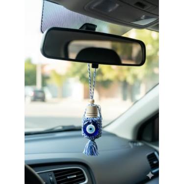 Imagem de Aromatizador de carros em macramê olho grego (jardim de limão)