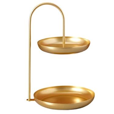 Imagem de GLOGLOW Bandeja de Prato/fruta/bandeja, Prato de Armazenamento de Camada Dupla à Prova d'água, Design Estável para Mesa de Centro, Festas e Casamentos, 600g de Ferro de 2 Camadas Servindo Frutas