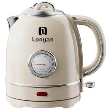 Imagem de Chaleira Elétrica 220V 8015B 1355W 1.5L Com Termômetro Mantém Quente SUS304 Inox e Plástico Fervidor de Água Desligamento Automático Leve Rápido Fervura para Casa Cozinha (Bege, 220V)