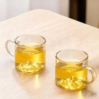 Imagem de Xícaras de chá de vidro transparente com alças, 85 ml, conjunto de 2