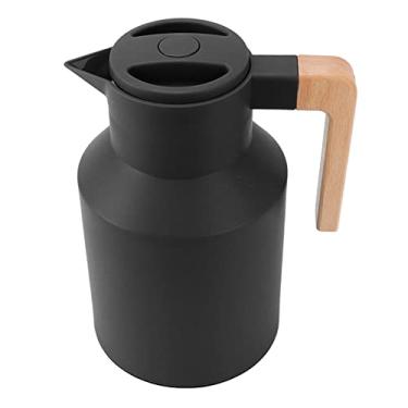 Imagem de GLOGLOW Jarra Térmica de café Com Alça de Madeira, Capacidade de 1000ml, Interior de Vidro, Isolamento Quente e Frio para Casa e Escritório, Suprimentos de café e chá (Preto)