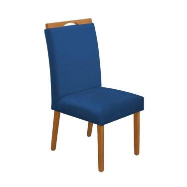 Imagem de Cadeira Mesa De Jantar Madeira Maciça Veludo Premium Heloísa Azul Cerejeira