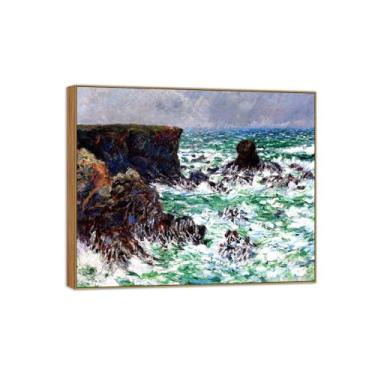 Imagem de Claude Monet Famosas Impressões em Tela de Parede Pronta para Pendurar Pintura de Moldura de Madeira para Decoração de Sala de Estar 70 x 85 cm 27 x 33 pol