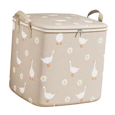 Imagem de Fenteer Saco para guardar edredom, saco para guardar colchas, organizador de roupas para armário, lençóis, Beige 100 L