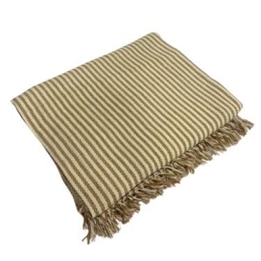 Imagem de Manta Para Sofá King Gigante 3,00 x 1,80 100% Algodão Protetor Decoração(Avelã Listrada- 3 Metros)