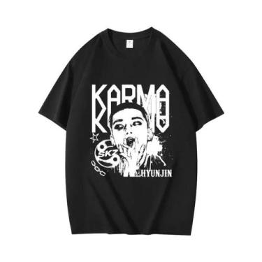 Imagem de Camiseta KPOP KARMA Hip Hop Changbin Hyunjin Felix Moda Coreana Street