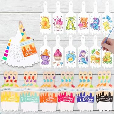 Imagem de Pacote com 24 presentes de Dia dos Namorados para crianças em sala de aula - Marcadores de página em aquarela em forma de pincel com correntes - pingentes de mochila para colorir DIY - lembrancinhas