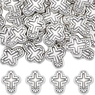 Imagem de SUNNYCLUE 1 caixa, 50 peças, contas cruzadas, crucifixo, massa, metal, 14 mm, rosário tibetano, espaçadores soltos para fazer joias, artesanato, colar, brincos, pulseiras, suprimentos