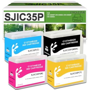 Imagem de FIRSTINK Cartuchos De Tinta Sjic35P C13T44B220 C13T44B320 C13T44B420 C13T44B520 Remanufaturados Compatíveis Com Impressora Etiquetas A Jato Colorida Colorworks Cw-C6000P Cw-C6500A Cw-C6500P Cw-C6000