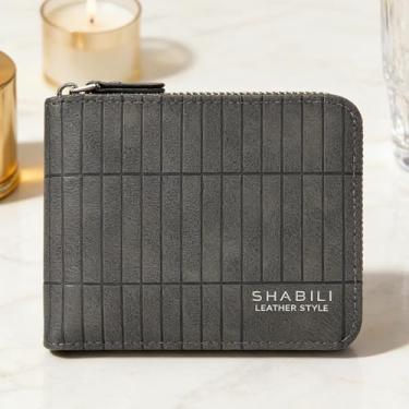 Imagem de Carteira masculina executiva preta de couro genuíno brilhante com sensação de grande capacidade, design executivo elegante com compartimentos para cartão de acesso rápido e compartimento para notas