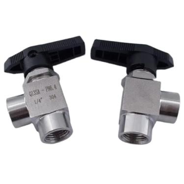 Imagem de Válvula esférica de ângulo reto 1/20.3 cm 1/10.2 cm 3/20.3 cm 1/5.1 cm Rosca G fêmea aço inoxidável 304 válvula de esfera rosca fêmea de alta pressão 1 peça (3/20.3 cm)