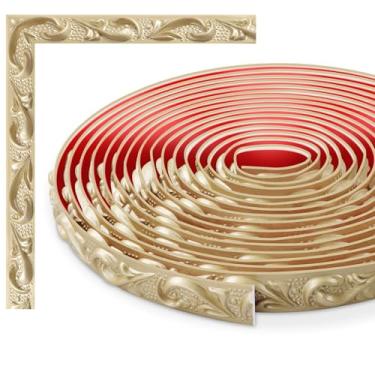 Imagem de TECDW Acabamento de parede flexível de 6 metros, acabamento decorativo de teto de parede, moldura de painel, adequado para armários, paredes, decoração de casa (ouro champanhe, 2 cm L)