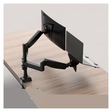 Imagem de Suporte para laptop, braço robótico, bandeja de elevação e elevação de tela de mesa suspensa por computador, tela dupla cantilever dois em um (preto)
