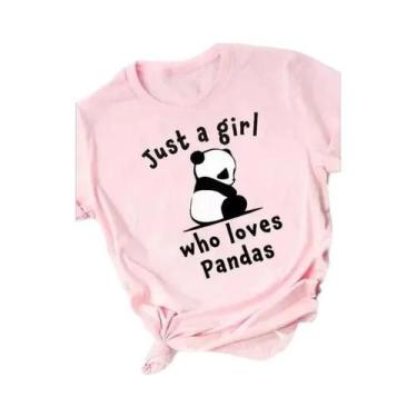 Imagem de Camiseta Feminina Solta De Verão Com Estampa De Coração De Panda, Mang