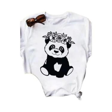 Imagem de Camiseta Feminina Solta De Verão Com Estampa De Coração De Panda, Mang